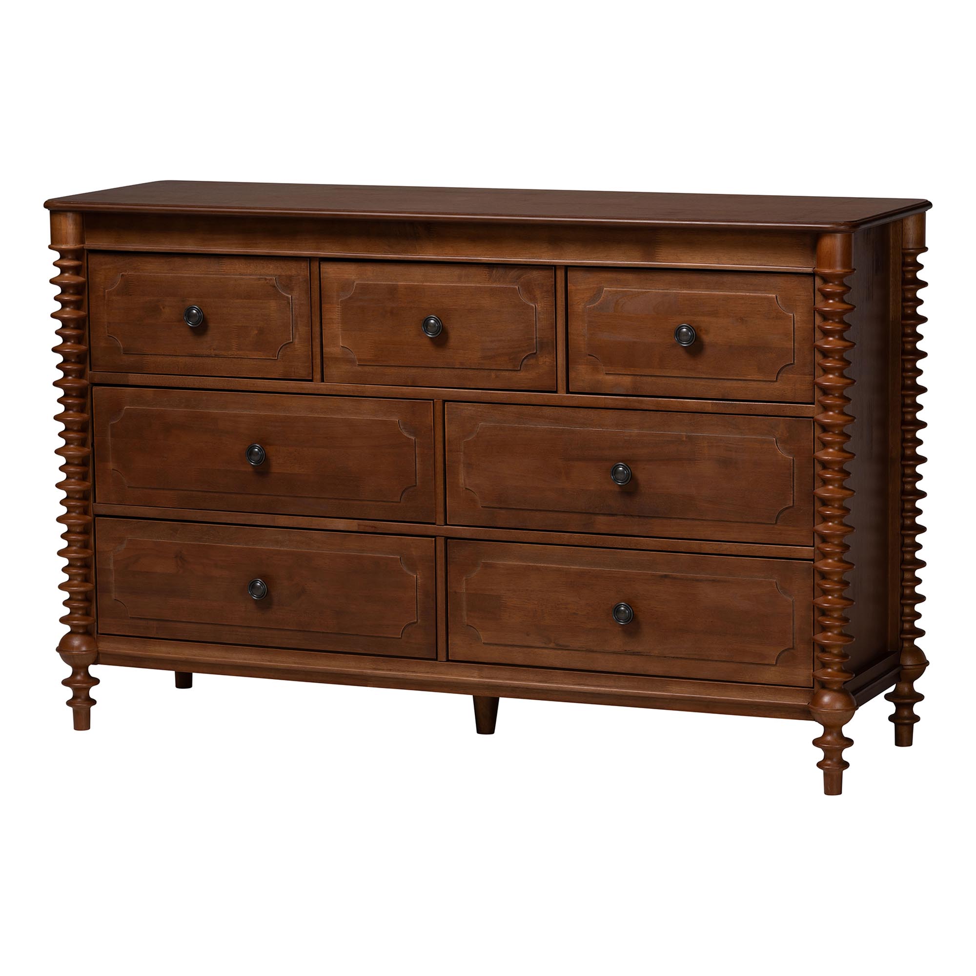 Baxton Studio Neviah 7-Drawer Dresser, Walnut Brown